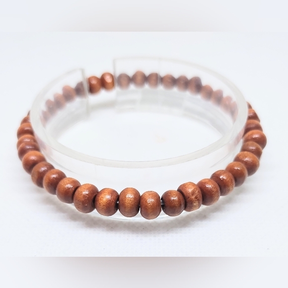 Men's Bracelet Beaded Beads Brown New f44 - Picture 1 of 1